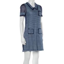 Prada Two Tone Open Knit Shift Dress S 