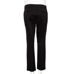 Prada Black Cotton Overlap Button Detail Formal Trousers L 