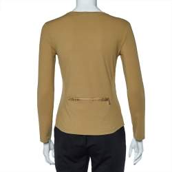 Prada Khaki Jersey Back Pocket Detail Long Sleeve Top L