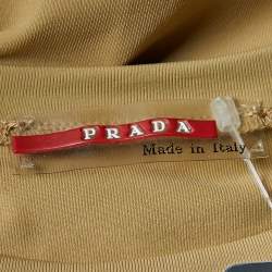 Prada Khaki Jersey Back Pocket Detail Long Sleeve Top L