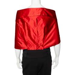 Prada Red Silk Pleated Buttoned Capelet (One Size)