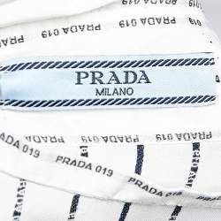 Prada White Logo Printed Neck Strip Detail Oversized Shirt XL