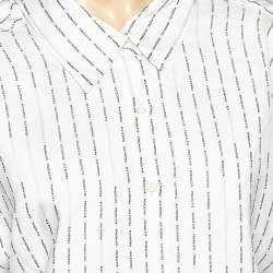 Prada White Logo Printed Neck Strip Detail Oversized Shirt XL