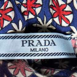 Pre Owned Prada Multicolored Printed Silk Straight Leg Pants XS