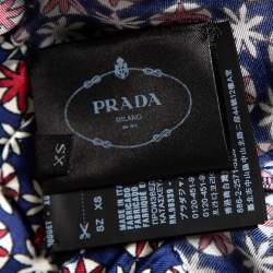 Pre Owned Prada Multicolored Printed Silk Straight Leg Pants XS