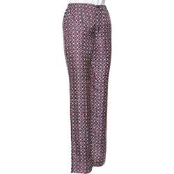Pre Owned Prada Multicolored Printed Silk Straight Leg Pants XS