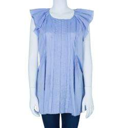 Prada Light Blue Pleated Detail Top XL
