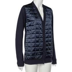 Prada Navy Blue Wool And Quilted Synthetic Button Front Jacket L