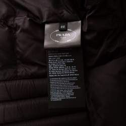  Prada Black Synthetic Quilted & Fur Collared Jacket M