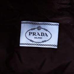  Prada Black Synthetic Quilted & Fur Collared Jacket M