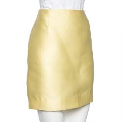 Prada Yellow Silk Mini Skirt M