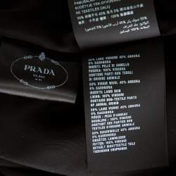 Prada Black Wool And Leather Paneled Button Front Long Coat S