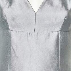 Prada Icy Blue Wool & Silk Embellished Detail Sleeveless Gown S