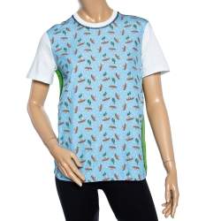 Prada Colorblock Cactus Sombrero Print Cotton& Silk T-Shirt XS 