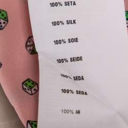Prada Pink Dice Printed Silk Pleated Yolk Detail Short Sleeve Blouse S