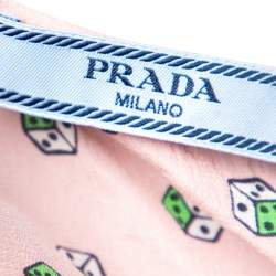 Prada Pink Dice Printed Silk Pleated Yolk Detail Short Sleeve Blouse S