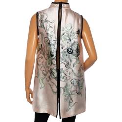 Prada Pale Pink Floral Printed Silk Sleeveless Top S