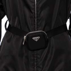 Prada Black Re-Nylon Hooded Zip Front Caban Jacket M