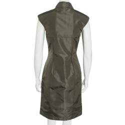 Prada Dark Green Synthetic Sleeveless Sheath Dress S