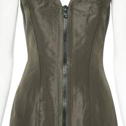Prada Dark Green Synthetic Sleeveless Sheath Dress S
