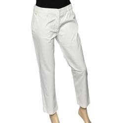 Prada White Cotton Straight Leg Pants M