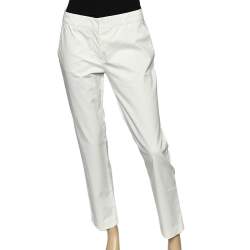 Prada White Cotton Straight Leg Pants M