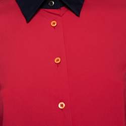 Pre Owned Prada Fuchsia Pink Cotton Contrast Collar Detailed Button Front Shirt S