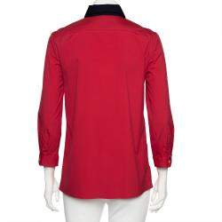 Pre Owned Prada Fuchsia Pink Cotton Contrast Collar Detailed Button Front Shirt S