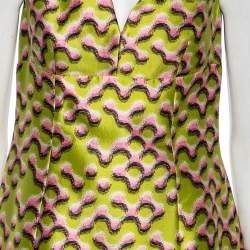 Pre Owned Prada Green Printed Silk Sleeveless Dress M 