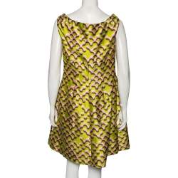 Pre Owned Prada Green Printed Silk Sleeveless Dress M 
