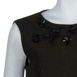 Prada Green Tweed-Velvet Embellished Dress M