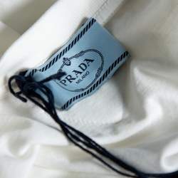 Pre Owned Prada White Printed & Embellished Detailed Cotton Short Sleeve T-Shirt M
