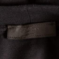 مملوكة مسبقًا تي شيرت برادا قطن أسود مزين مطرز أكمام قصير مقاس كبير (لارج)