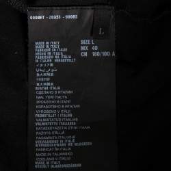 مملوكة مسبقًا تي شيرت برادا قطن أسود مزين مطرز أكمام قصير مقاس كبير (لارج)