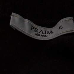 Prada Black Cashmere & Fur Trimmed Neck Detail Button Front Cardigan L