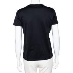 Pre Owned Prada Black Logo Printed Cotton Short Sleeve T-Shirt S
