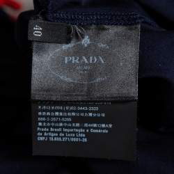 Prada Navy Blue Cotton Logo Printed Short Sleeve T-Shirt S