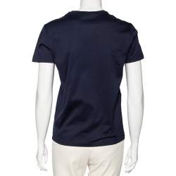 Prada Navy Blue Cotton Logo Printed Short Sleeve T-Shirt S