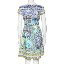 Prada Multicolored Printed Cotton Gathered Short Dress S 