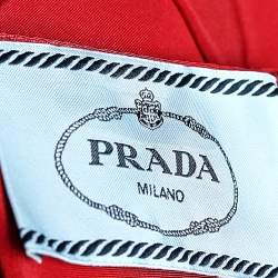 Pre Owned Prada Red Silk Taffeta Pleated Midi Dress S
