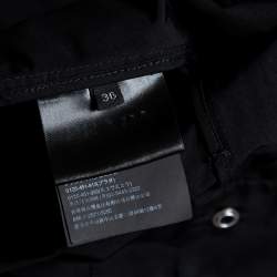 Prada Black Gabardine Flared Hem Detail Trench Coat XS