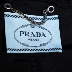 Prada Black Gabardine Flared Hem Detail Trench Coat XS