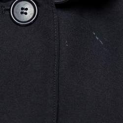 Prada Black Gabardine Flared Hem Detail Trench Coat XS