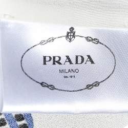 Prada Cream Printed Crepe Flared Knee Length Skirt M