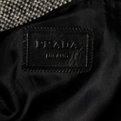 Pre Owned Prada Monochrome Ombre Effect Wool & Leather Detailed Oversized Coat S
