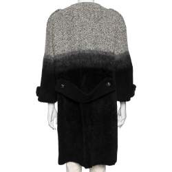 Pre Owned Prada Monochrome Ombre Effect Wool & Leather Detailed Oversized Coat S