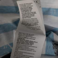 Prada Blue & White Striped Cotton Printed Short Sleeve Dress M