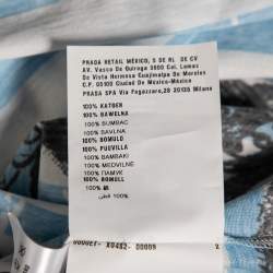 Prada Blue & White Striped Cotton Printed Short Sleeve Dress M