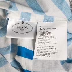 Prada Blue & White Striped Cotton Printed Short Sleeve Dress M