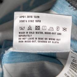 Prada Blue & White Striped Cotton Printed Short Sleeve Dress M